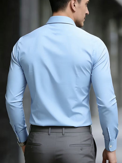 Men's Business Casual Shirt and Trousers Set - Polyester, All Season