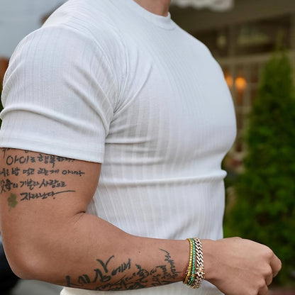 Men'S Summer Ribbed T-Shirt, Stylish, Comfortable, And Breathable, Perfect for Casual Outings - ayq