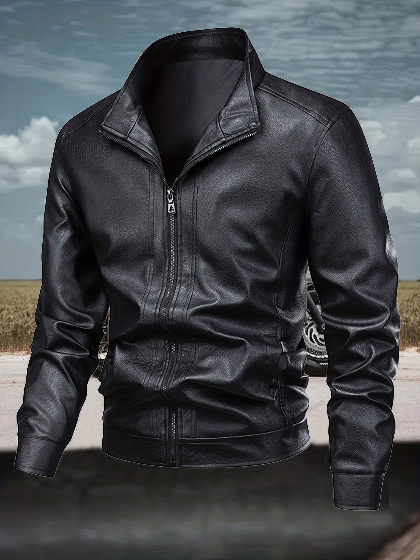 Men's Casual Stand Collar Baseball Jacket with Zipper