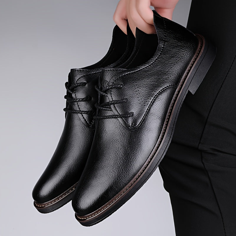 Men's Business Casual Brogue Lace-Up Shoes Cowhide Leather