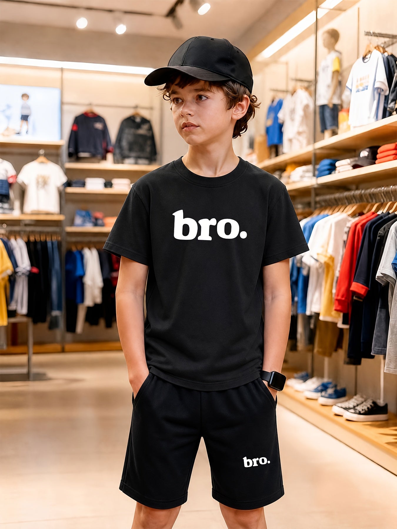 Boys' Casual Cotton T-Shirt and Shorts Set for Spring/Summer