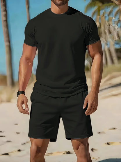 Men's Summer Casual Sportswear 2-Piece Polyester Set