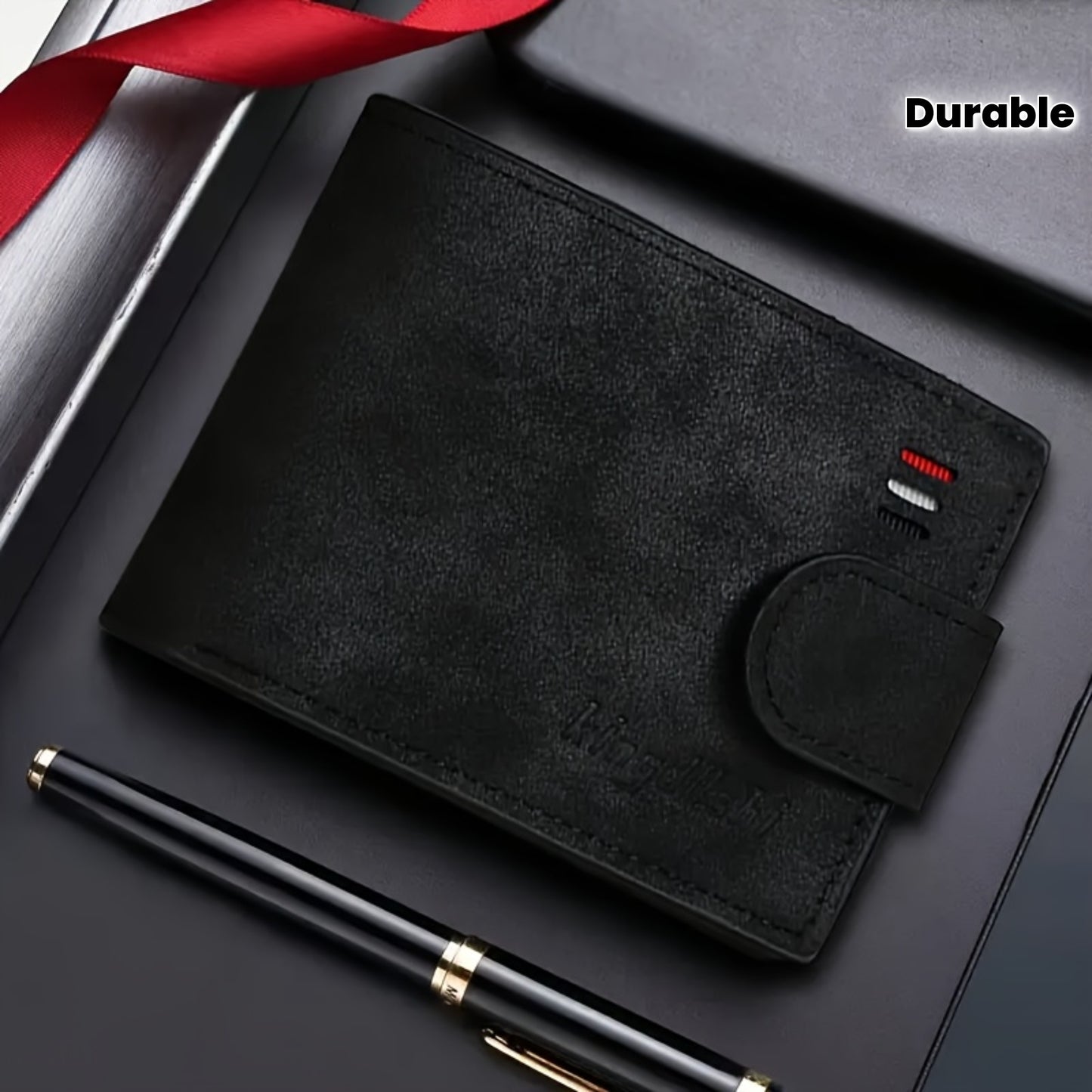 Men'S Luxury Black Faux Leather Wallet with Multiple Card Slots & Secure Zipper Closure - Business Style, Compact Design for Everyday Use, Everyday Wallet | Sleek Wallet | Durable PVC Wallet, Wallet Card Holder