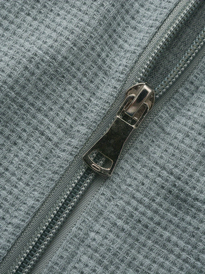 1pc Men'S Casual Polyester Zip-Up Jacket with Lapel Collar, Solid Color, Slight Stretch, Woven Fabric, Regular Fit, No Lining - Spring/Fall Outerwear