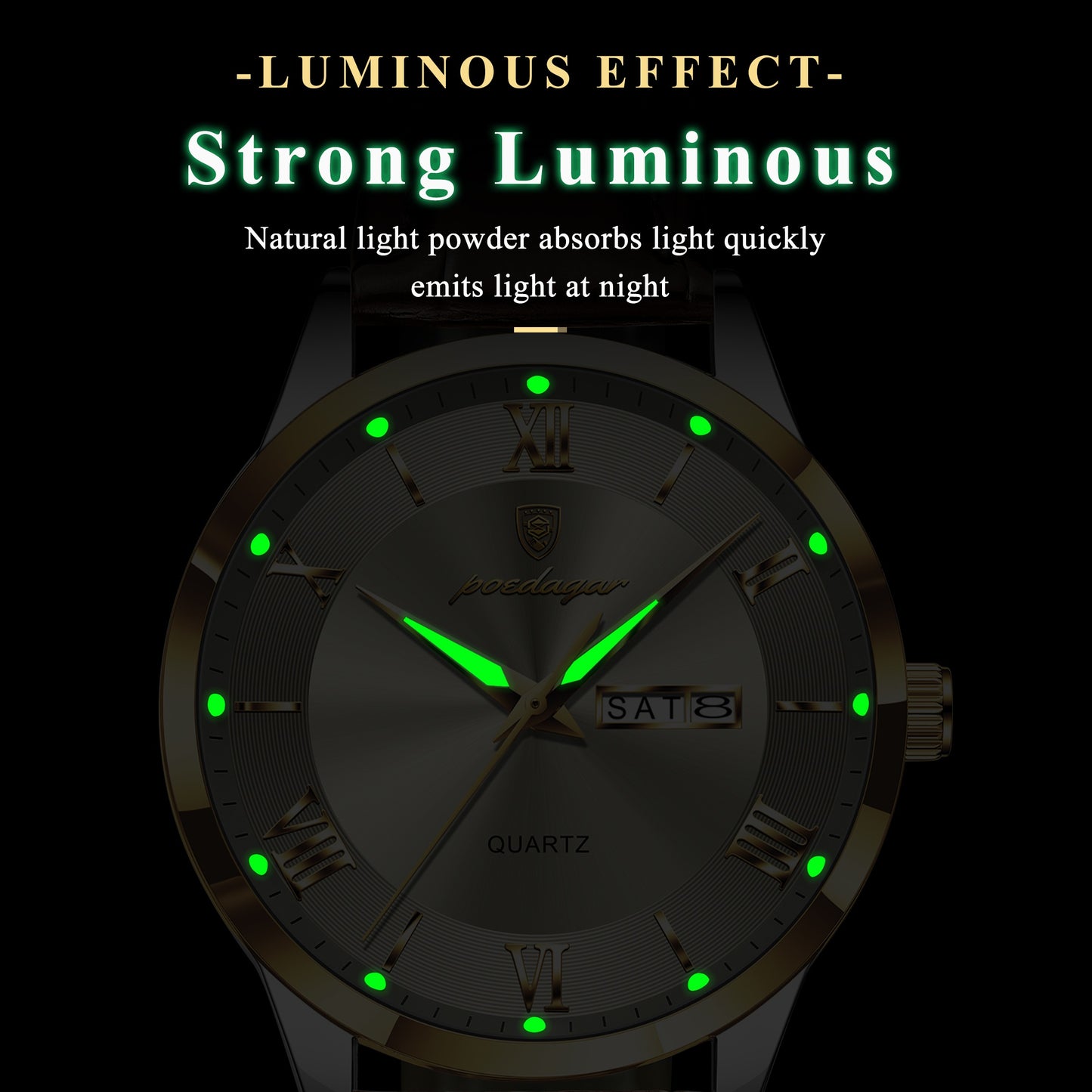 Men's Casual Quartz Watch with Luminous Dial & Date