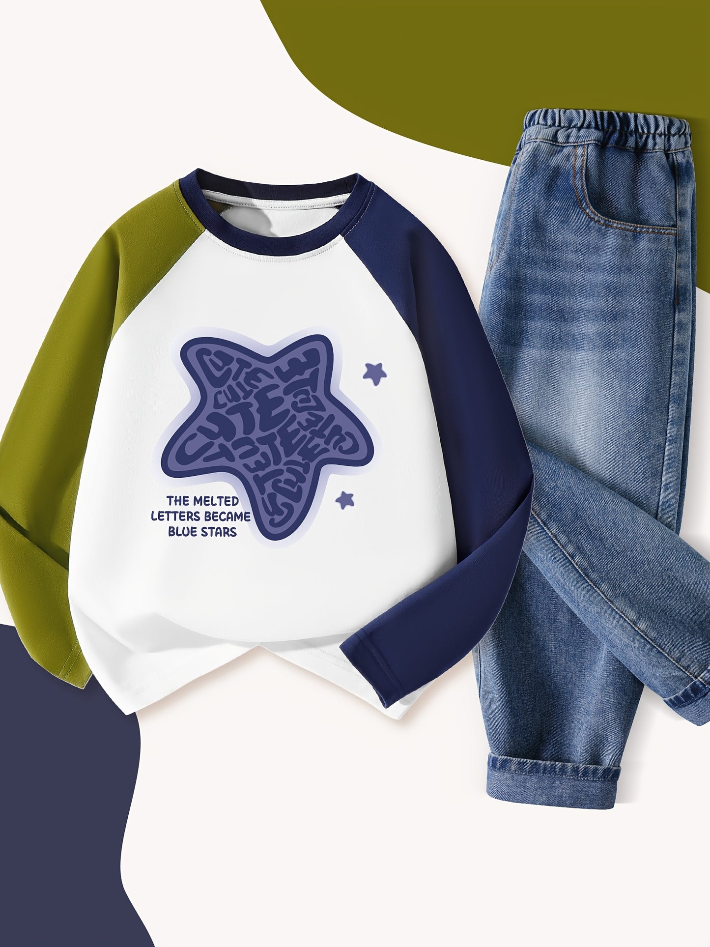 Boys' Autumn Casual Suit Set Cotton Bomber Jacket & Trousers