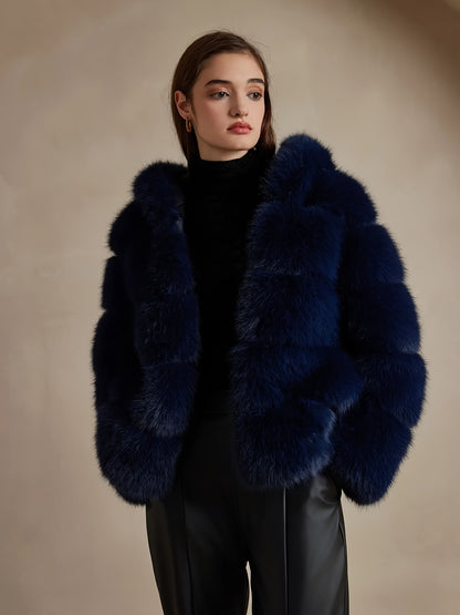 Women's Elegant White faux fur coat - Luxury Winter Outerwear with Single-Button Closure, Machine Washable Cold-Weather Jacket for Evening Events, Parties & Everyday - Chic Winter Coat for Women (Solid Color, O-Line Silhouett