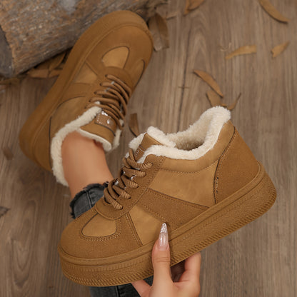 Women'S Winter Boots - Cozy Fleece-Lined Non-Slip Platform Ankle Boots with Lace-Up Closure, Round Toe & Flat Sole for Outdoor Comfort, Casual Winter Footwear, Durable Rubber Sole, Warm Fleece Lining, Y Terrain, Stylish Footw