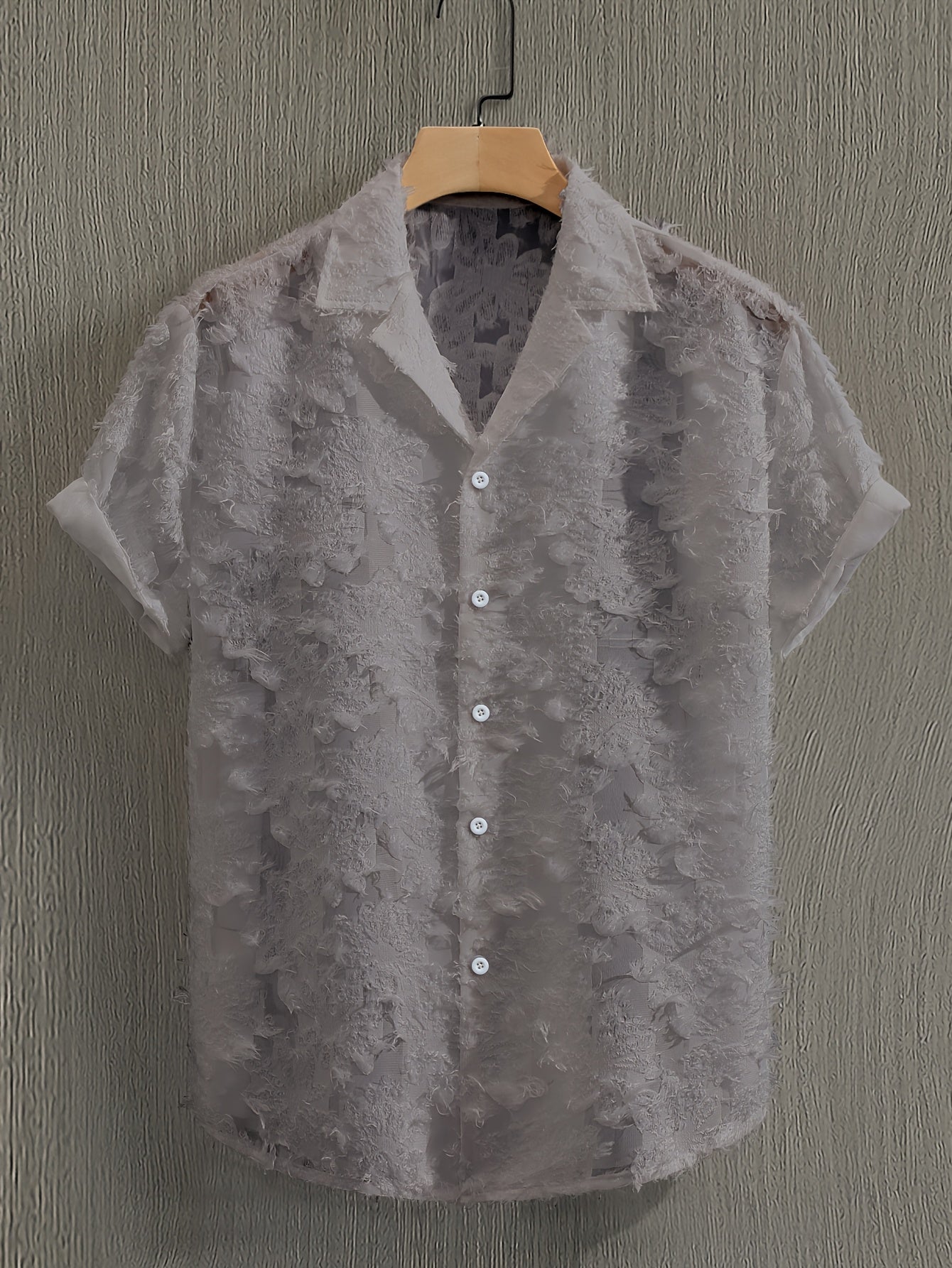 Men's Casual Short-Sleeve Polyester Shirt for Spring and Fall