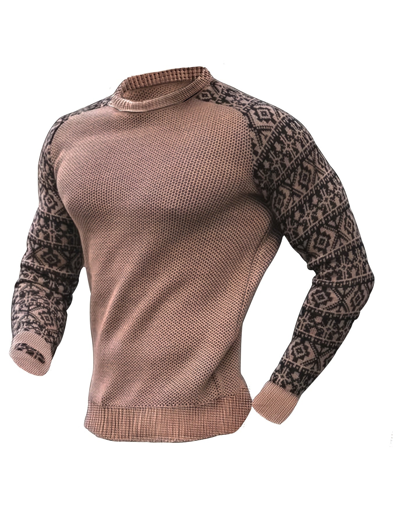 Men'S Long-Sleeve T-Shirt in a Heavy Waffle Knit for Autumn, Perfect for Casual Wear