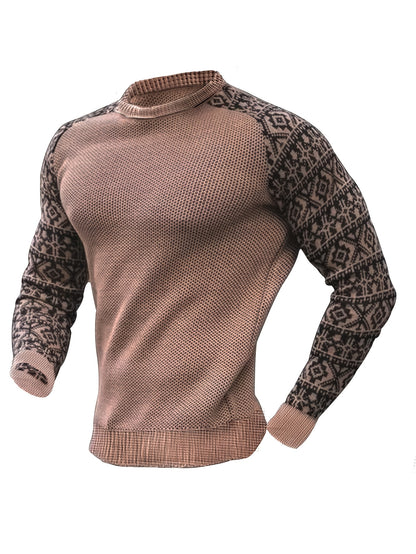 Men'S Long-Sleeve T-Shirt in a Heavy Waffle Knit for Autumn, Perfect for Casual Wear
