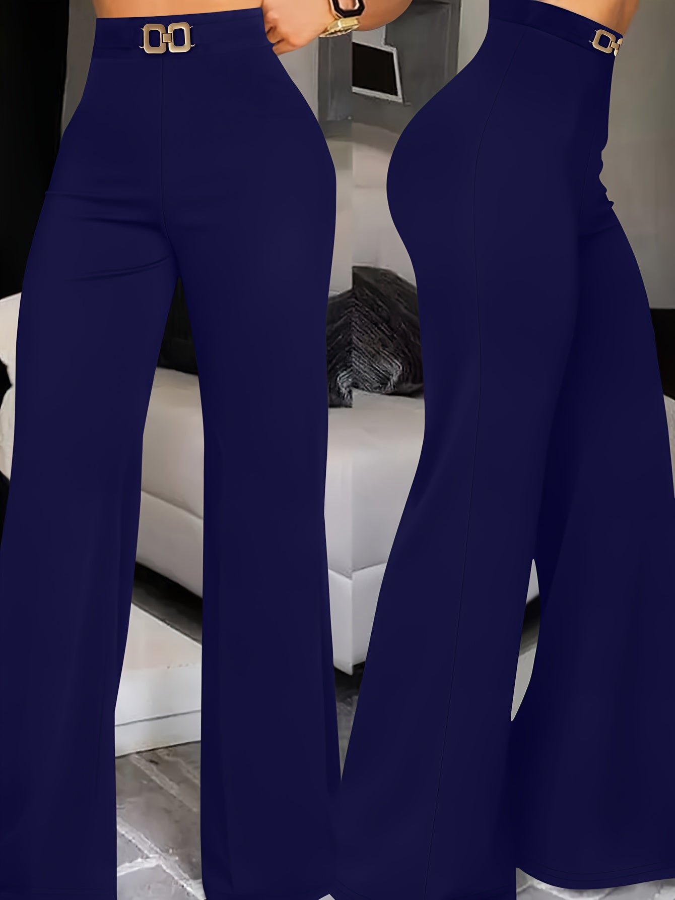 Women's Wide-Leg Belted Trousers - Casual Comfortable Pants
