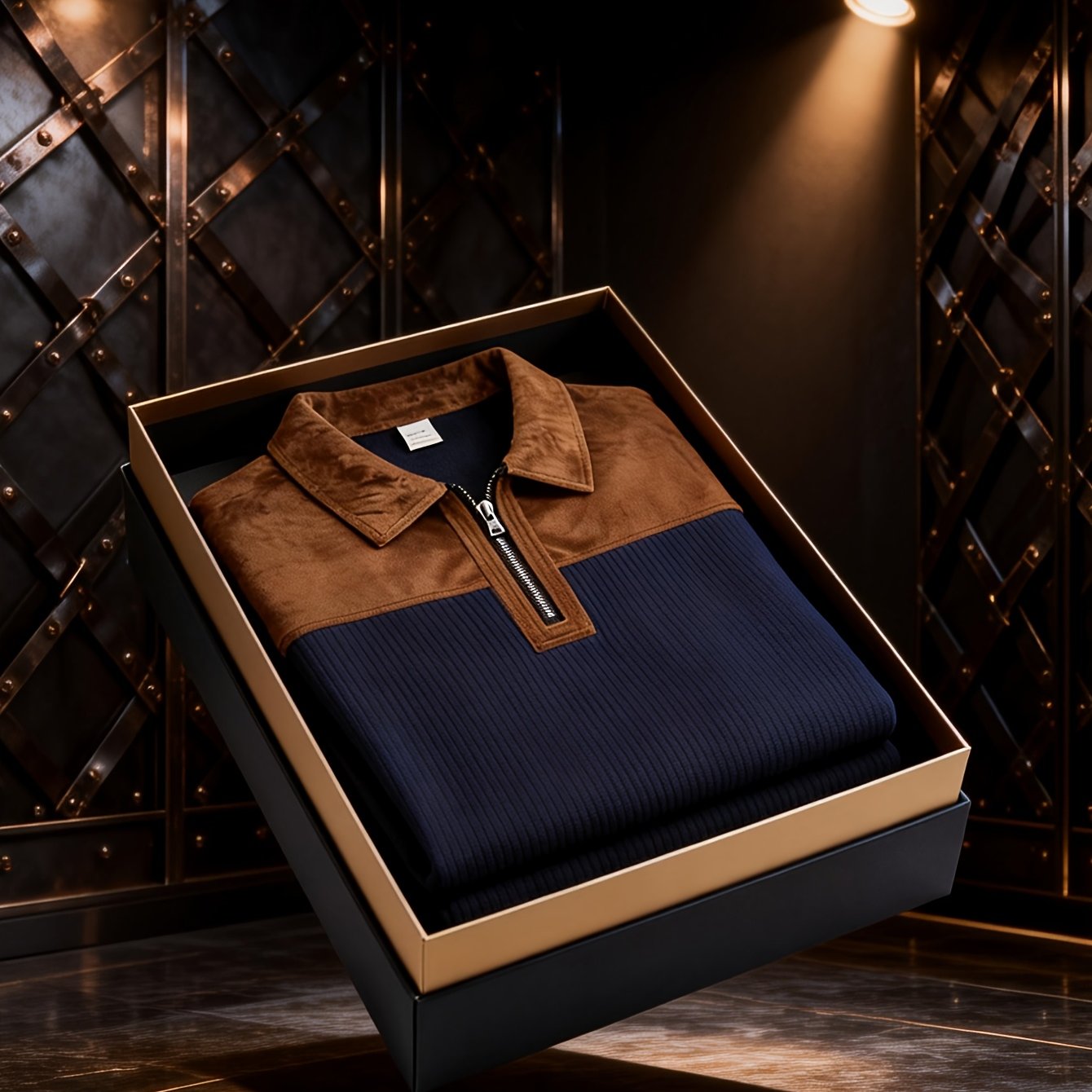 Men'S Casual Knit Sweater with Printed Lapel and Quarter Zip | Long Sleeve, Warm, Machine Washable, Perfect for Daily Wear and Gifts, Ideal for Christmas, Halloween, New Year