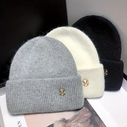 Women’s Warm Embroidered Acrylic Winter Hat, Thick Knit Cap