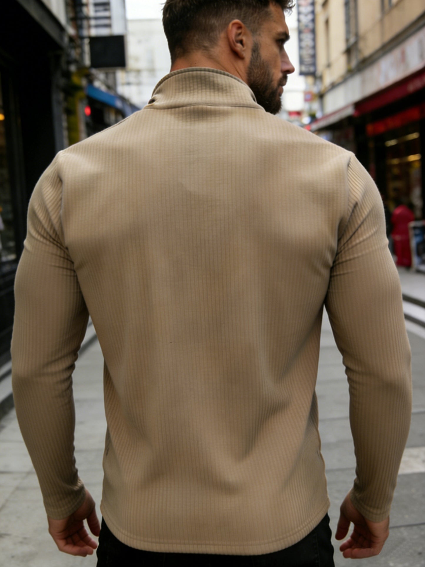 Men's Casual Jacquard Softshell Jacket with Zipper, Sporty