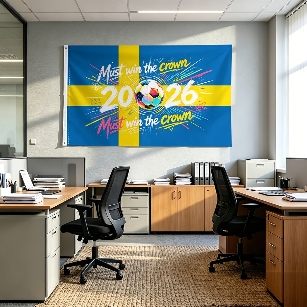 Sweden 2026 Football Fan Support Flag - Polyester, Single-Sided Print