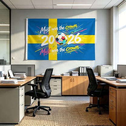 Sweden 2026 Football Fan Support Flag - Polyester, Single-Sided Print