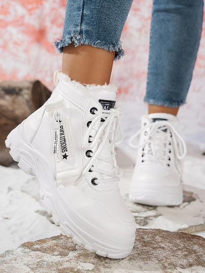 Women'S Winter Snow Boots - Warm Lined, Non-Slip, High-Top Outdoor Casual Shoes with Ribbed Cushioning, Black, Perfect for Cold Weather Activities, Winter Footwear | Stylish Winter Boots | Durable Footwear