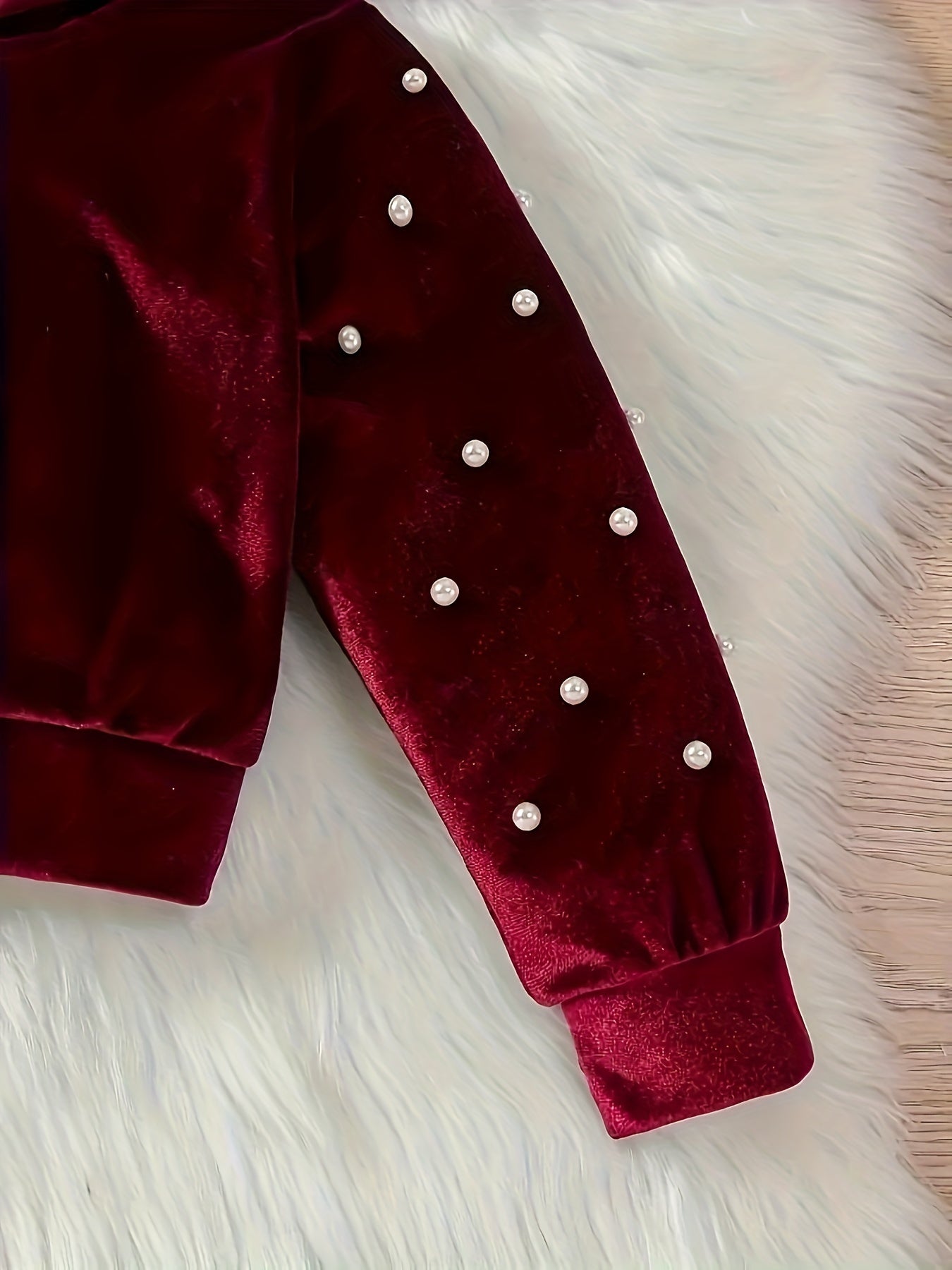 2pcs Velvet Girls' Luxury Long Sleeve Three-Dimensional Floral Hoodie and Jogger Set - Soft, Warm, Stylish for Winter and Autumn Parties