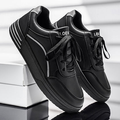 LOEIKAN Men'S Casual Comfortable Lightweight Sports Walking Business Shoes | Low-top, Lace-up Closure, Faux Upper, PVC Sole, Solid Color with Herringbone Pattern, Round Toe - ayq