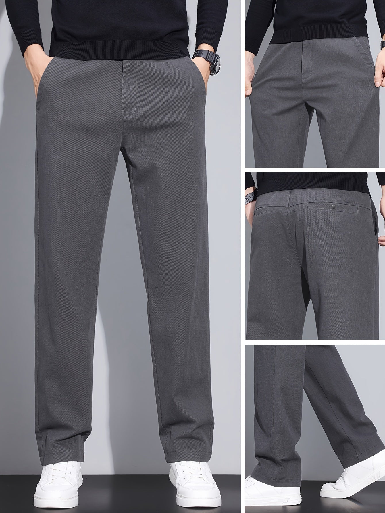 Men's Slim Fit Straight-Leg Casual Pants, Lightweight & Durable