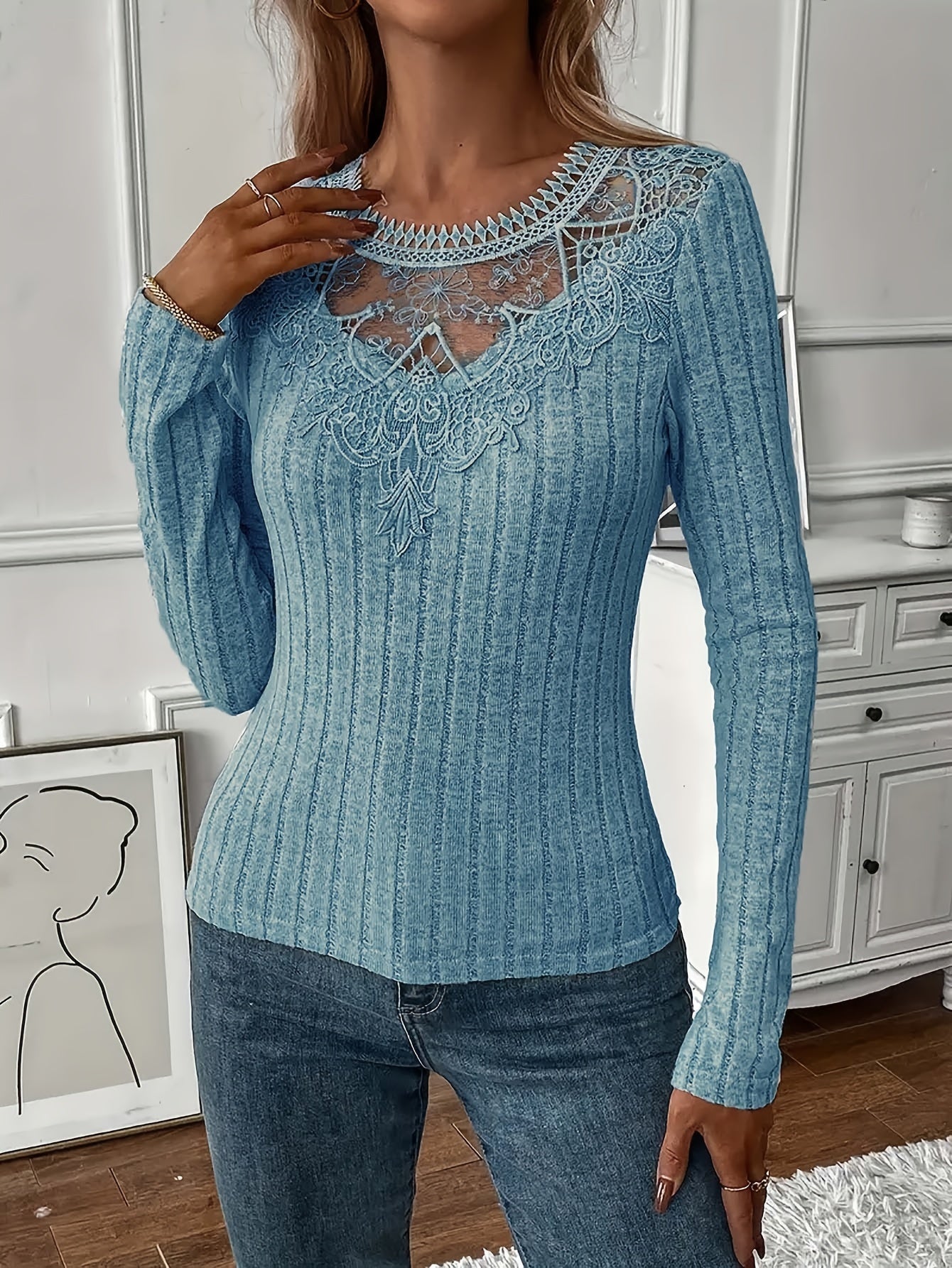 Directional Women'S French Lace Long Sleeve T-Shirt
