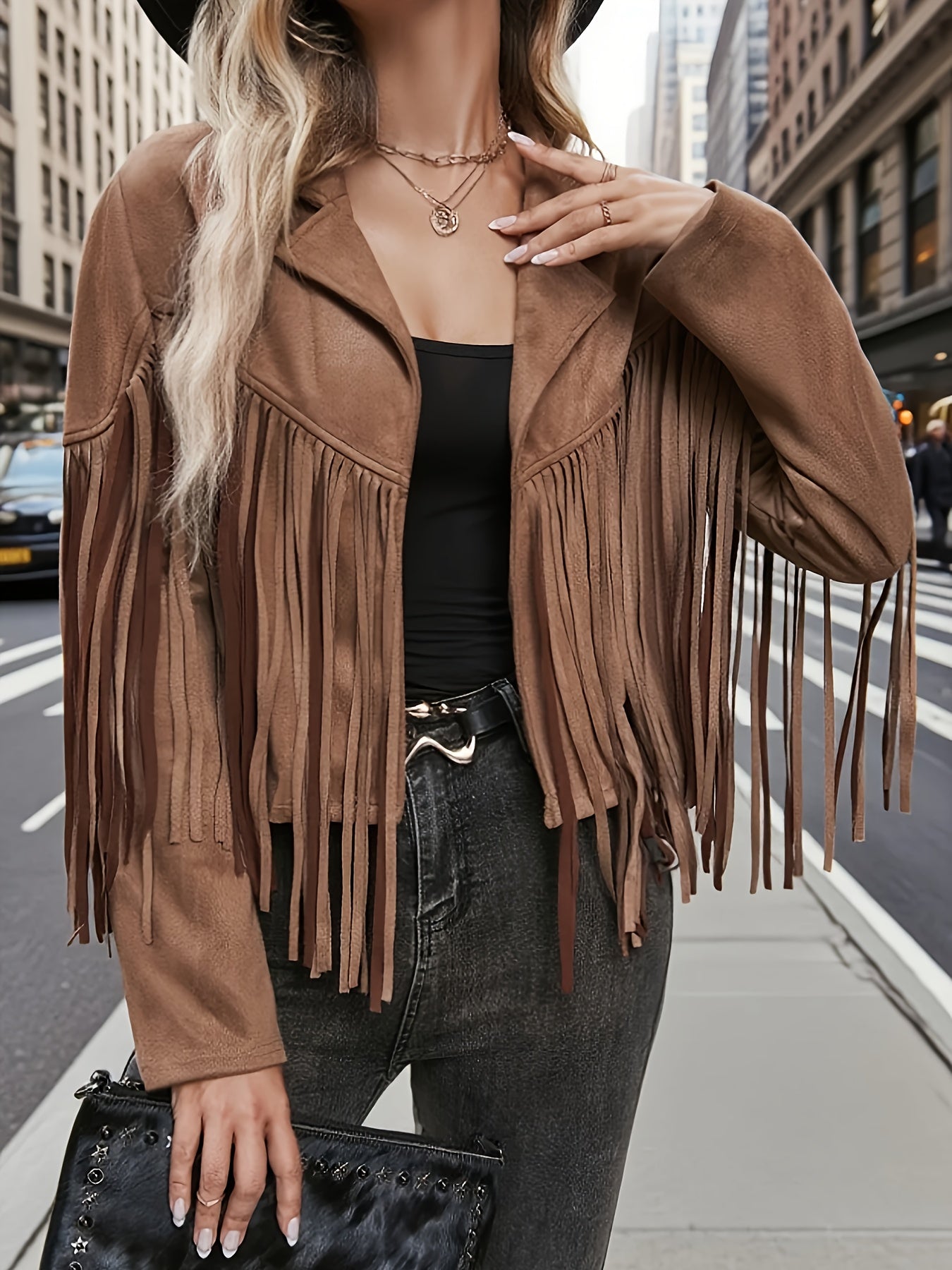 Plus Size, Women's Plus Size Elegant Long Jacket Coat - Soft Formal Lapel collar, All-Season Chic Outerwear for Office, Party, Everyday - Plus Friendly Elegant Jacket for Women, Party Attire, Suedelike Texture, Fuzzy Textured