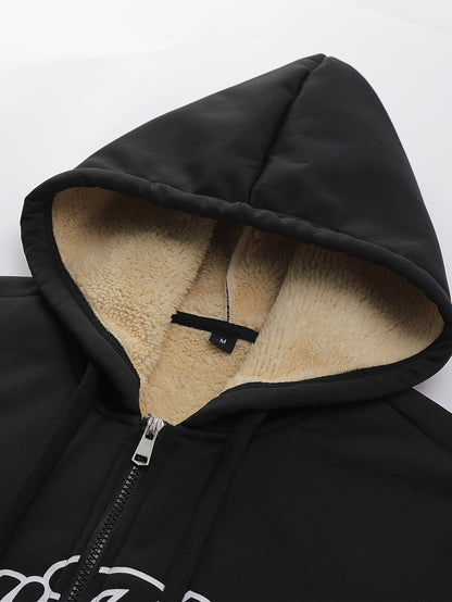 Men'S Cozy Fleece-Lined Hooded Jacket with "LA" Lettering - & Yellow Color Block, Zip-Up Casual Outerwear, Long Sleeves, Pockets, Perfect for Fall & Winter, Casual Winter Wear | Hooded Jacket | Zippered Jacket