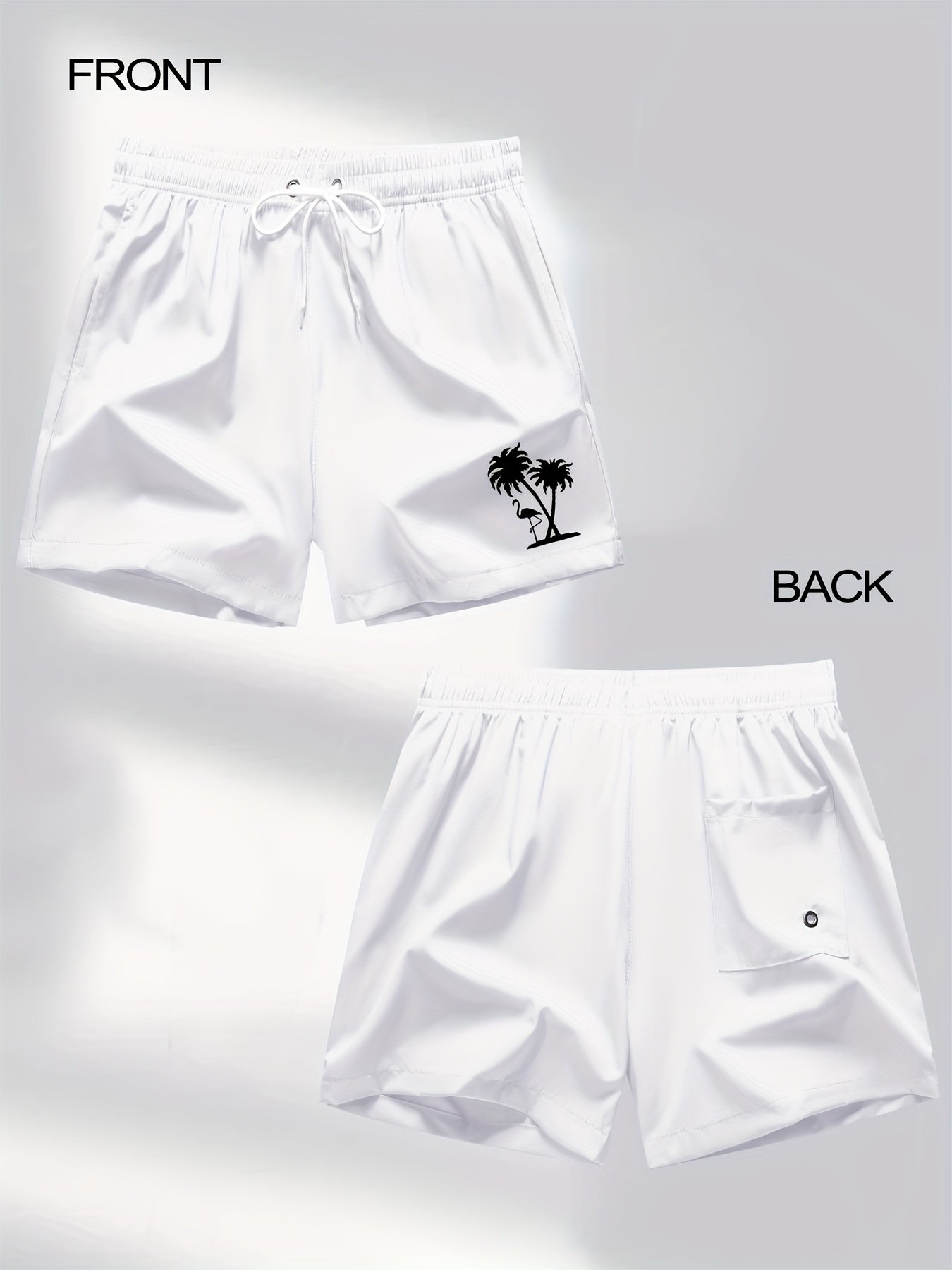 Men's Quick-Dry Flamingo Print Lightweight Beach Shorts
