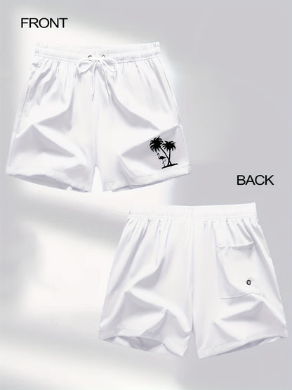 Men's Quick-Dry Flamingo Print Lightweight Beach Shorts