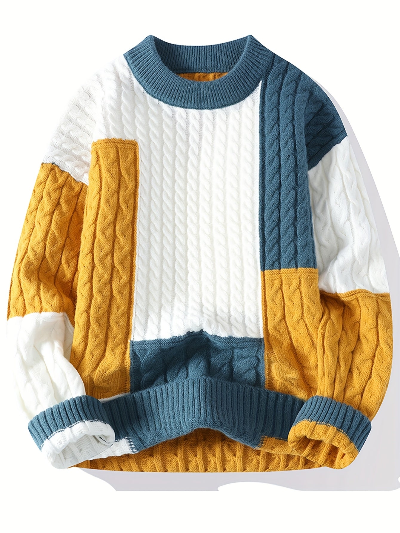 Men'S Sweater - Brown/ - Long Sleeve Crewneck Pullover for Fall/Winter, Office, Party, Everyday - Easy-Care Formal & Casual Sweater for Men