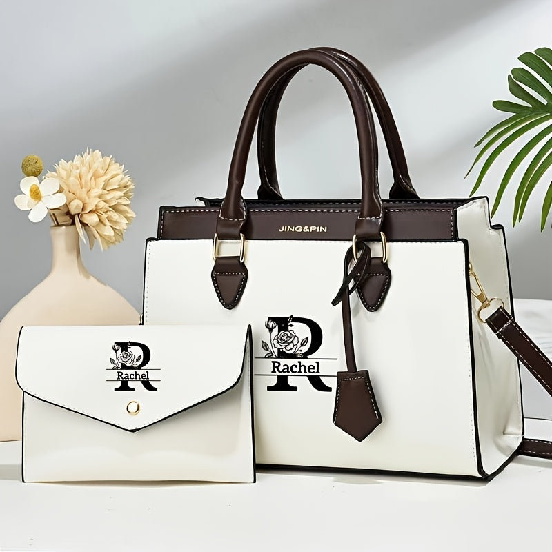 Elegant Black Women's Shoulder Bag Set with Custom Logo