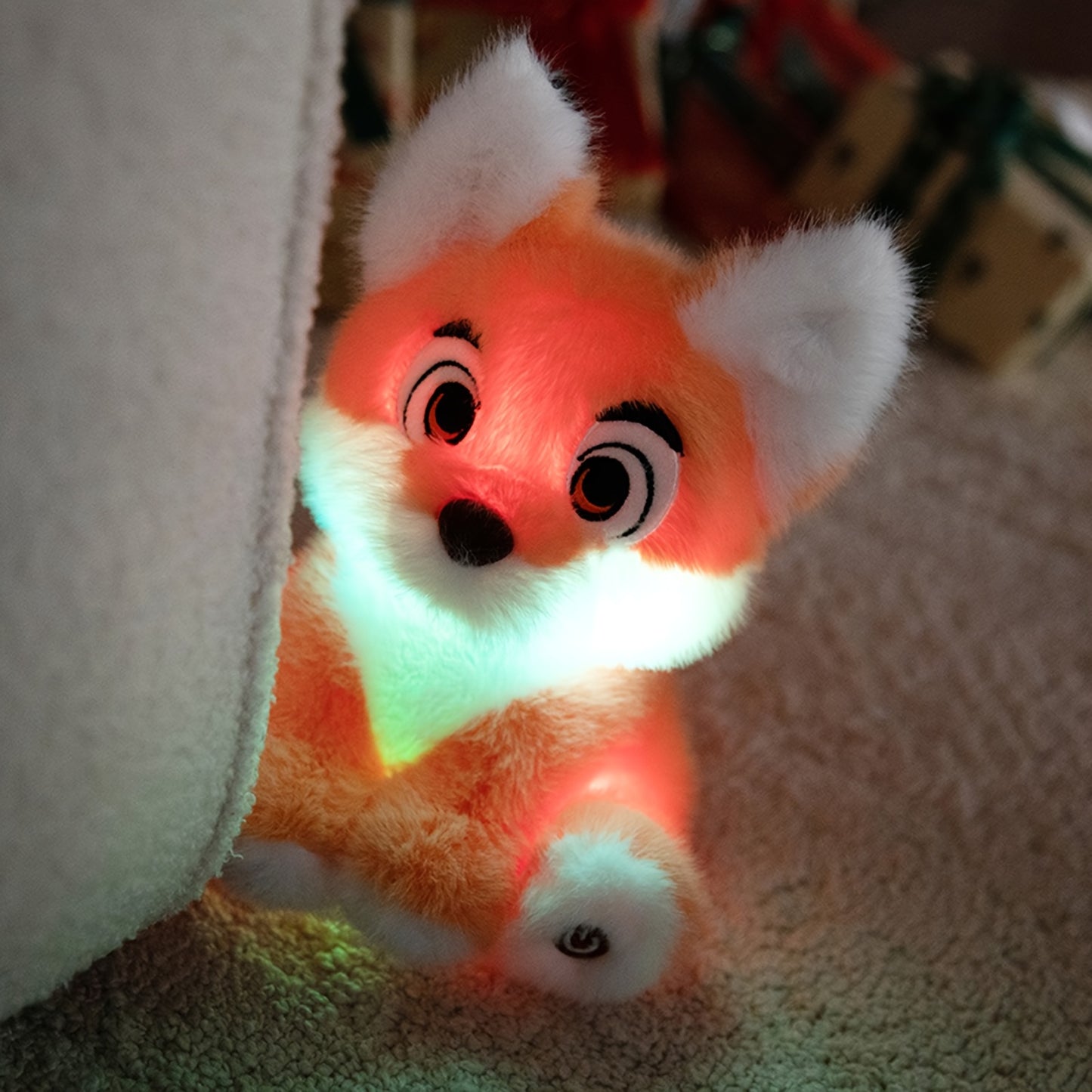Illuminated Plush Fox Toy – Cuddly Stuffed Animal Featuring LED Light, Adorable Night Light for Room Decoration & Comfort Gift