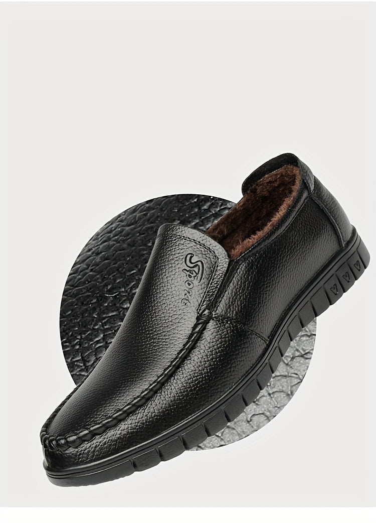 Men's Fuzz-lined Loafer Shoes, Comfy Non-slip Slip On Shoes, Men's Footwear, Fall And Winter
