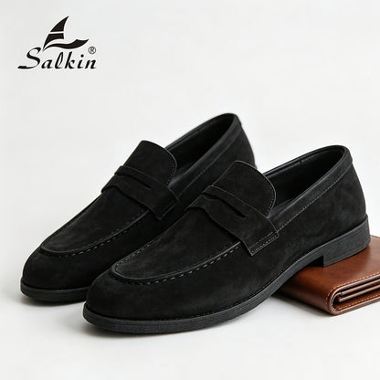 Men's PU Slip-On Loafers with Thick Sole and Round Toe