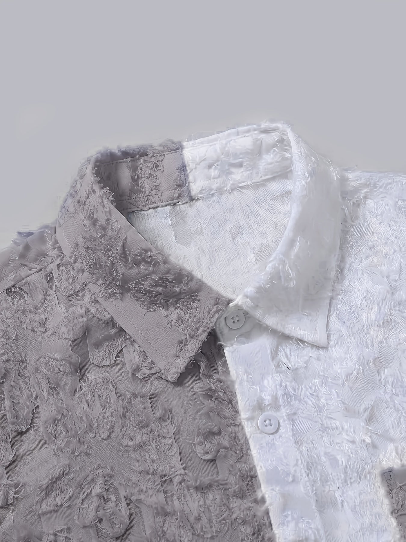 Men's Casual Sheer Lapel Collar Short Sleeve Shirt for Summer