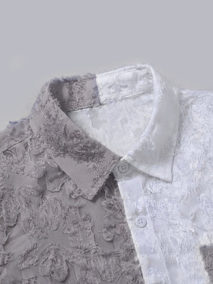 Men's Casual Sheer Lapel Collar Short Sleeve Shirt for Summer