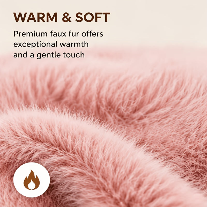 Women's Faux Fur Winter Bucket Hat, Soft Warm Thermal Hat
