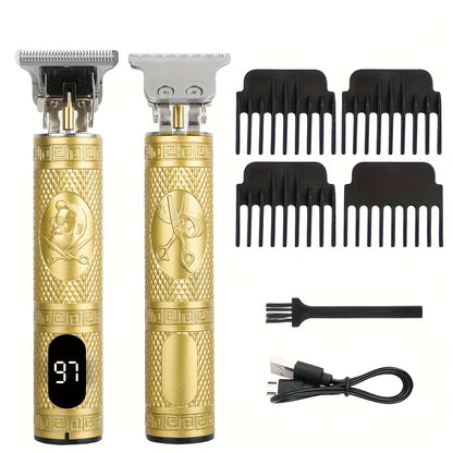 YAIAWISU Men's Cordless Electric Hair Clippers & Beard Trimmer with LCD Screen, USB-Rechargeable Cordless Grooming Kit, T-Blade Trimmer with Guide Comb Suitable for Hair, Shaving, and Scalp Trimming - ayq