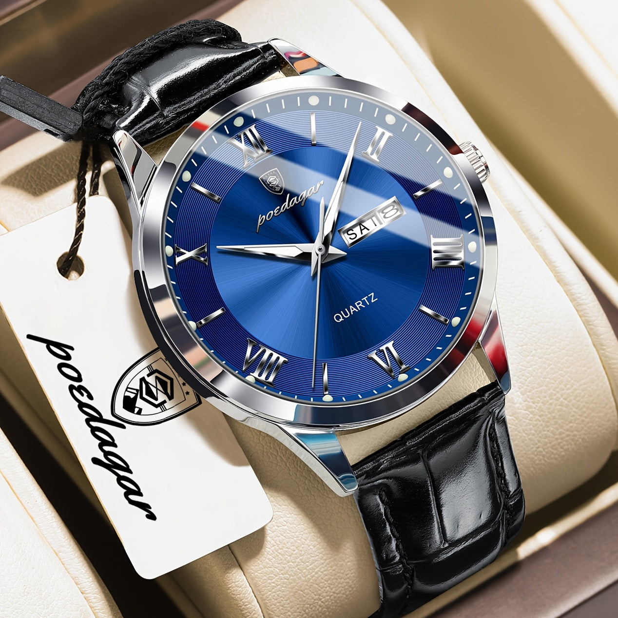 Men's Casual Quartz Watch with Luminous Dial & Date