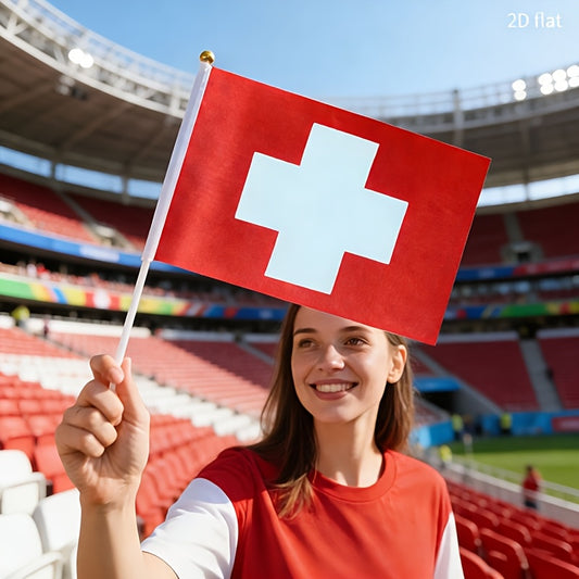 Mini Switzerland Handheld Flag - 2D Polyester Garden & Party Decor - ayq