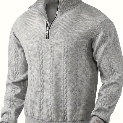 Cross-Border American Retro Casual Stand-Up Collar Zip-Up Loose Knitted Heavyweight Patchwork Jacquard Long-Sleeve Sweatshirt for Autumn And
