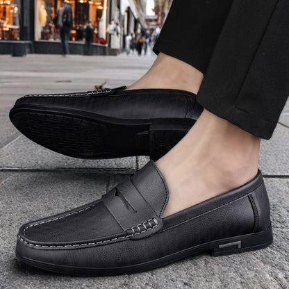 Men's Large Size Casual Slip-On Shoes in Microfiber Leather