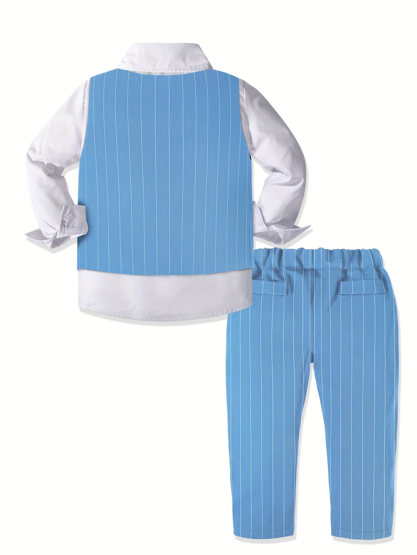 Boys' Striped Vest Suit with White Shirt and Trousers