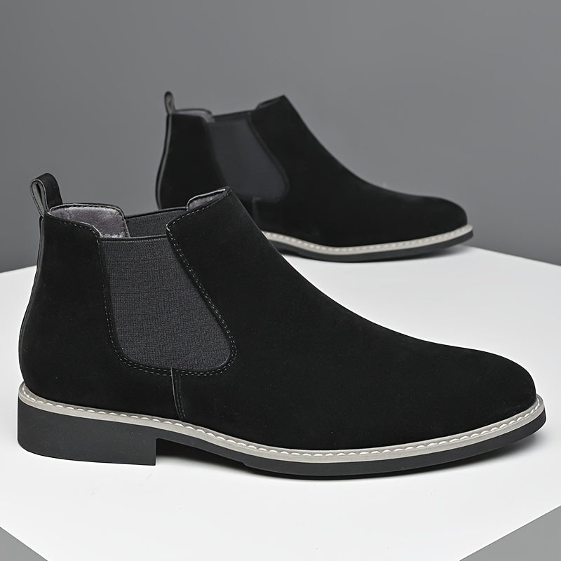 Men's Business Chelsea Boots Pointed Toe Slip-On Ankle Shoes