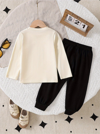 Boys' Casual Cotton Long Sleeve Top & Pants Set Spring/Fall