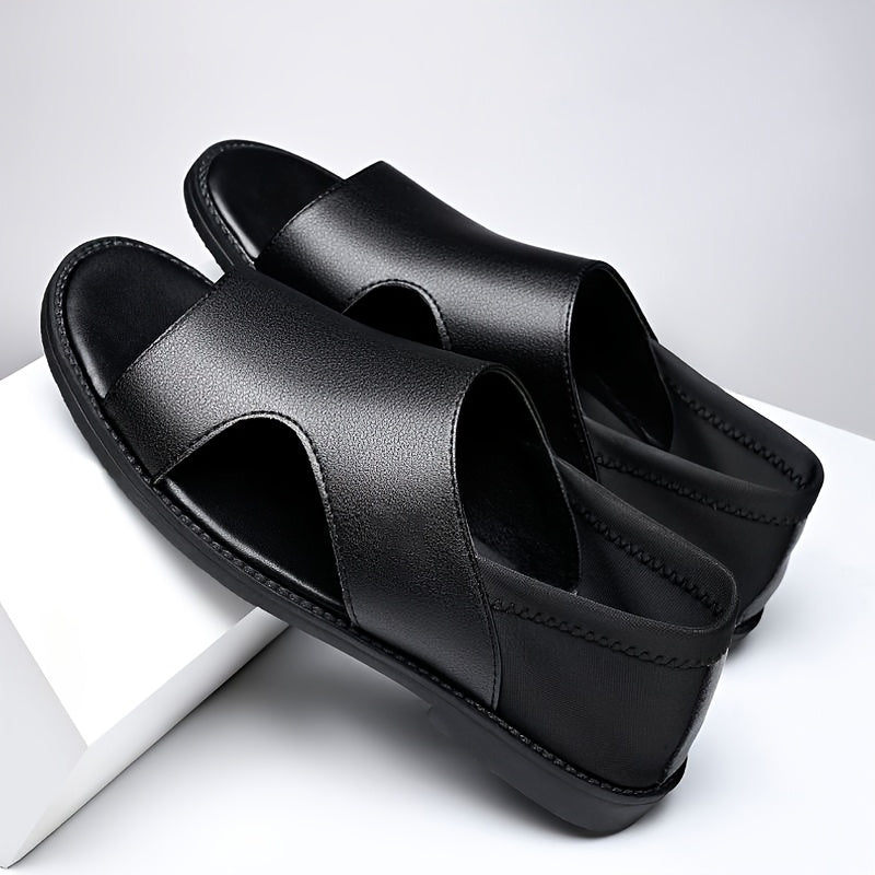 Men's Minimalist PU Sandals with Soft Rubber Sole, All-Season