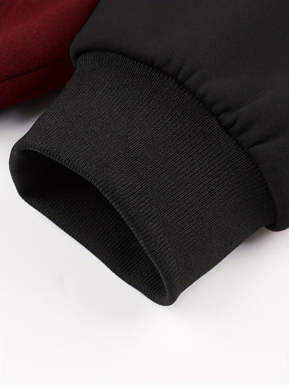 Men's 'BROOKLYN' Pattern Color Blocking Hooded Jacket, Casual Preppy Style Coat For Spring And Autumn Outdoors As Gift