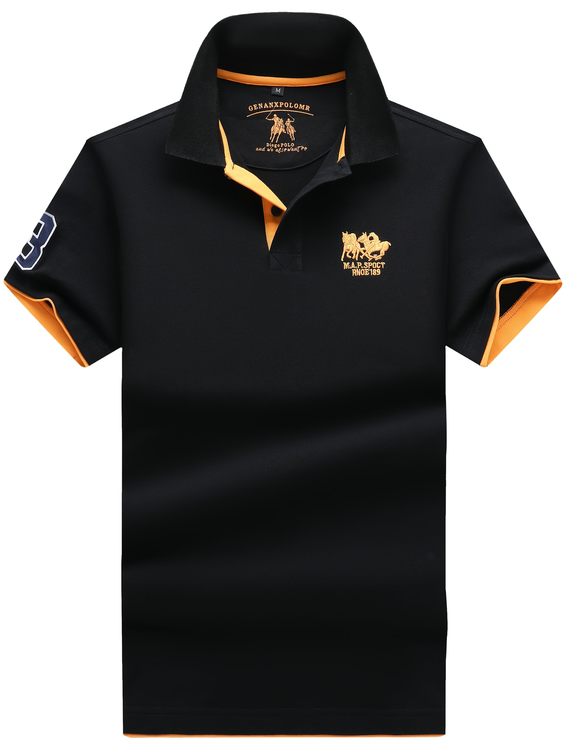 Men'S Short-Sleeve Polo Shirt with 95% And Embroidered Design - ayq