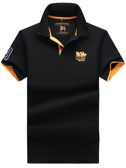 Men'S Short-Sleeve Polo Shirt with 95% And Embroidered Design - ayq